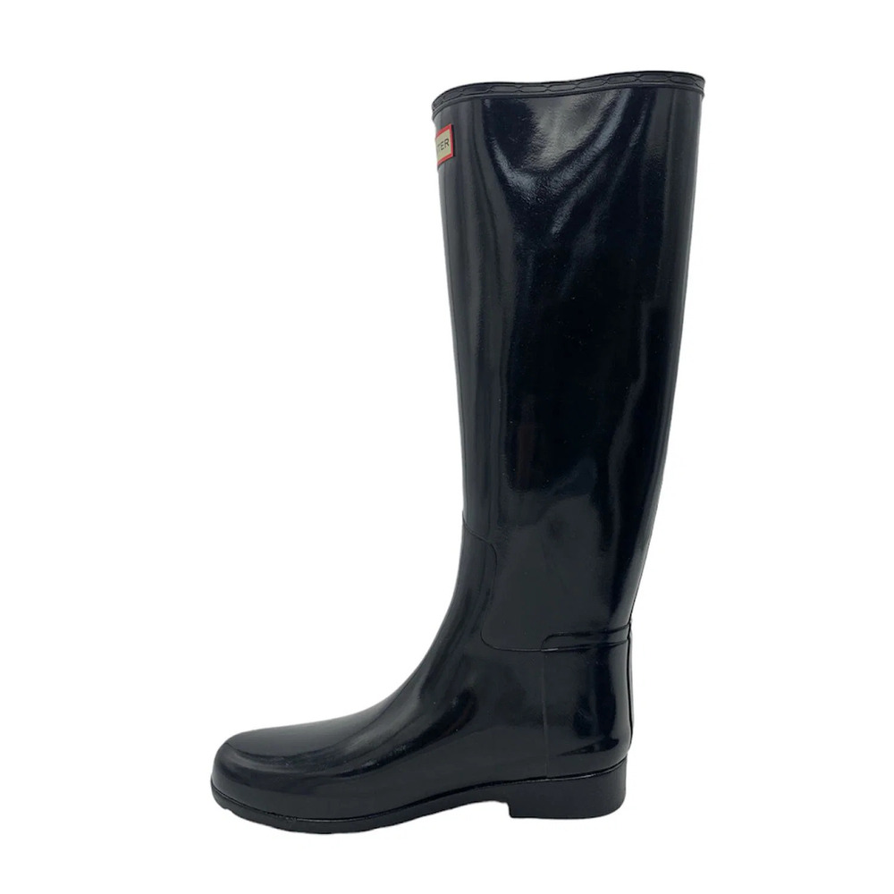 HUNTER Women's Refined Tall Gloss Rain Boots Black - Medium - Picture 3 of 5